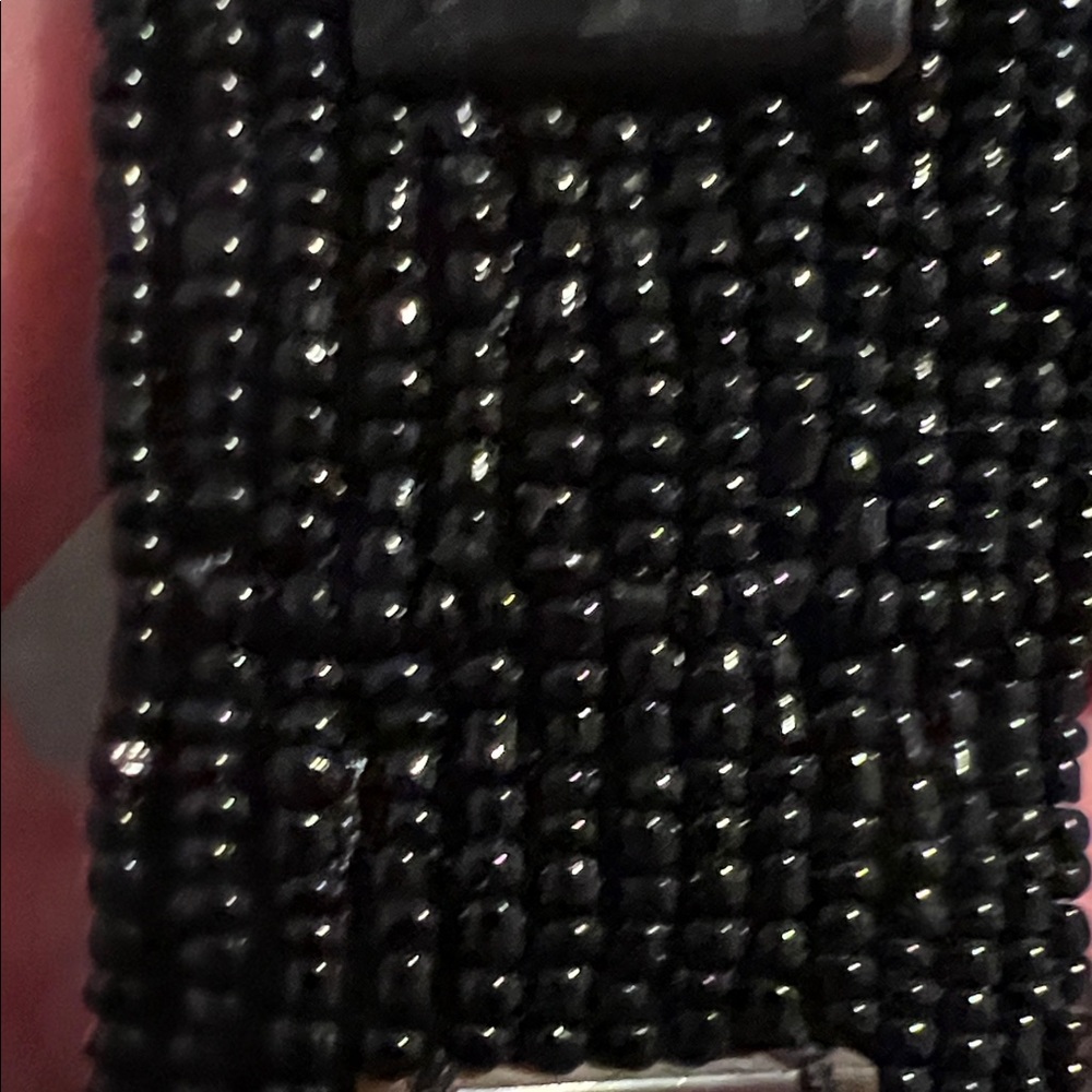 Vintage hand beaded Chic Black and Brown Hand Beaded Shoulder Bag - Picture 13 of 16